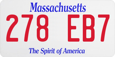 MA license plate 278EB7