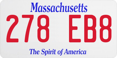 MA license plate 278EB8