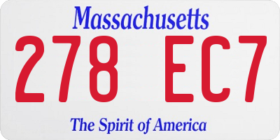 MA license plate 278EC7