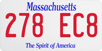 MA license plate 278EC8