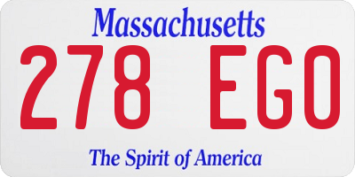 MA license plate 278EG0