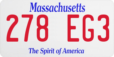 MA license plate 278EG3