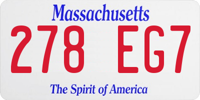 MA license plate 278EG7