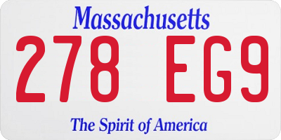 MA license plate 278EG9