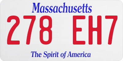 MA license plate 278EH7