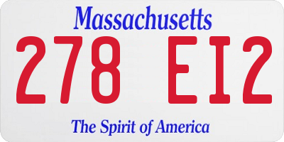 MA license plate 278EI2