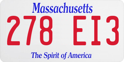 MA license plate 278EI3