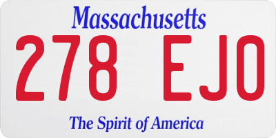 MA license plate 278EJ0