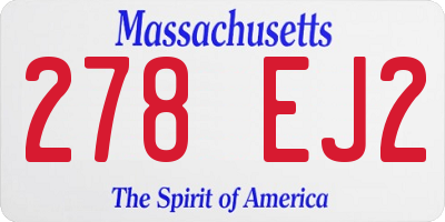 MA license plate 278EJ2