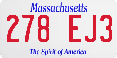 MA license plate 278EJ3