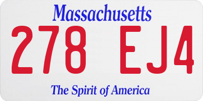 MA license plate 278EJ4