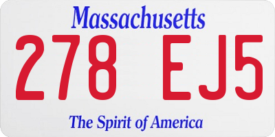 MA license plate 278EJ5