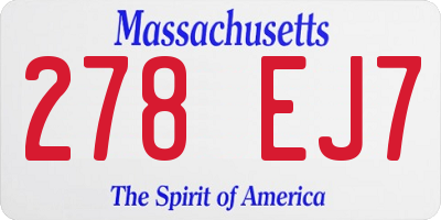 MA license plate 278EJ7
