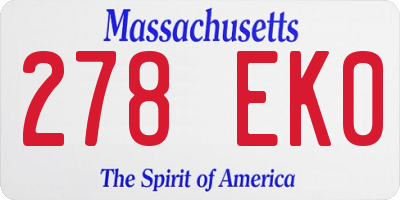 MA license plate 278EK0