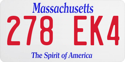 MA license plate 278EK4