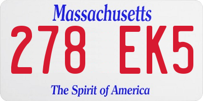 MA license plate 278EK5