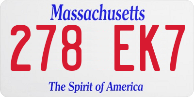 MA license plate 278EK7