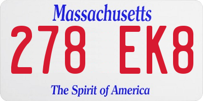 MA license plate 278EK8