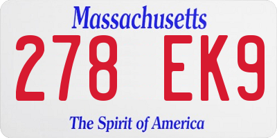 MA license plate 278EK9