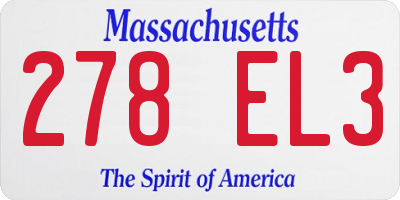MA license plate 278EL3