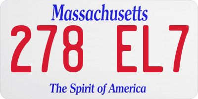 MA license plate 278EL7