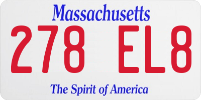 MA license plate 278EL8