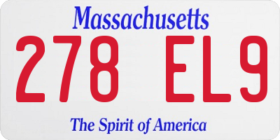 MA license plate 278EL9