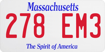 MA license plate 278EM3