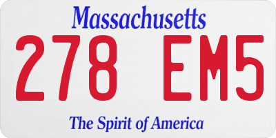 MA license plate 278EM5