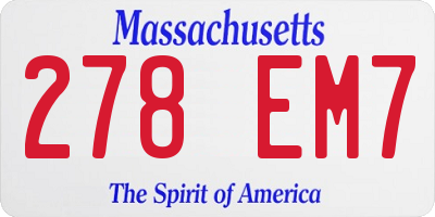 MA license plate 278EM7