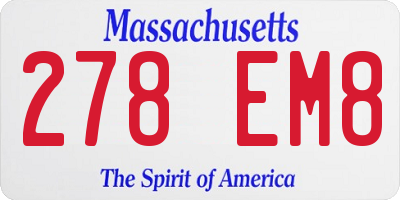 MA license plate 278EM8