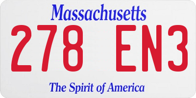 MA license plate 278EN3