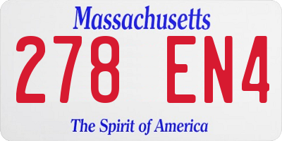 MA license plate 278EN4