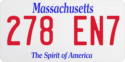 MA license plate 278EN7