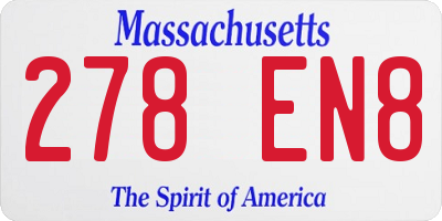 MA license plate 278EN8