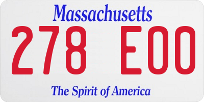 MA license plate 278EO0