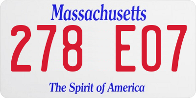 MA license plate 278EO7