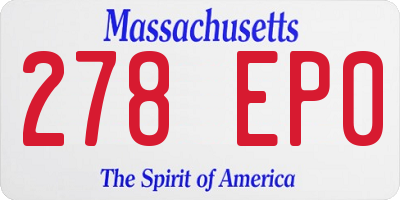 MA license plate 278EP0