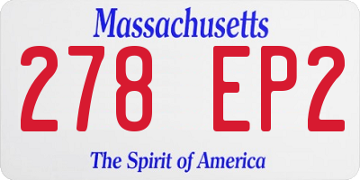MA license plate 278EP2