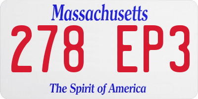 MA license plate 278EP3