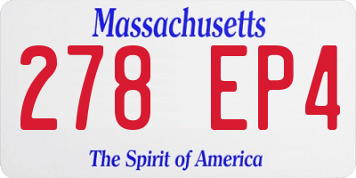 MA license plate 278EP4