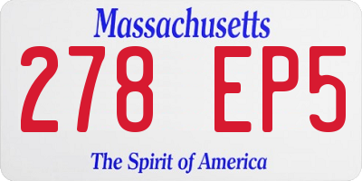 MA license plate 278EP5
