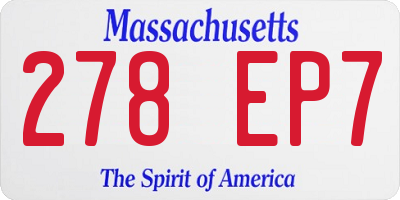 MA license plate 278EP7