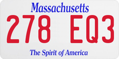 MA license plate 278EQ3