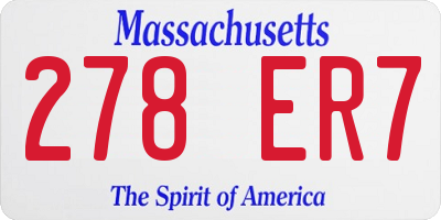 MA license plate 278ER7