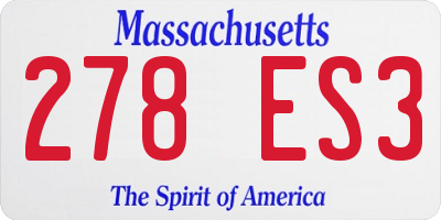 MA license plate 278ES3