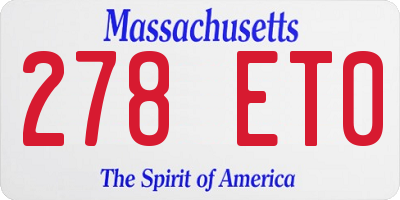 MA license plate 278ET0