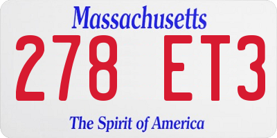 MA license plate 278ET3