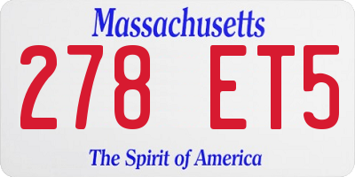 MA license plate 278ET5