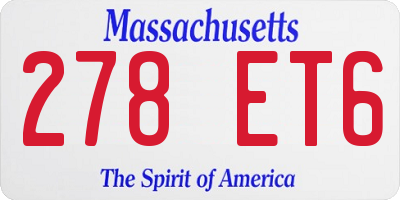 MA license plate 278ET6